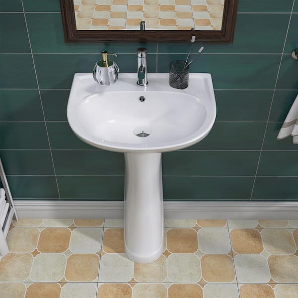 Zeafive 20 in. W x 31.5 in. H Modern Pedestal Bathroom Sink