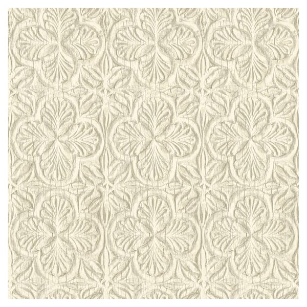 Chesapeake Karachi Wooden Damask White Prepasted Non Woven Wallpaper