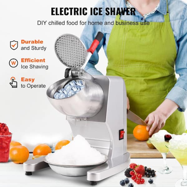 VEVOR 1150 oz. Commercial Ice Crusher 440 LBS/H 300W Silver Snow Cone  Machine Stainless Steel Shaved Ice Machine, 110V SBJ300XTDYS000001V1 - The  Home Depot