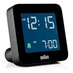 Modern Black Digital Alarm Clock with Snooze, Negative LCD Display and Quick Set