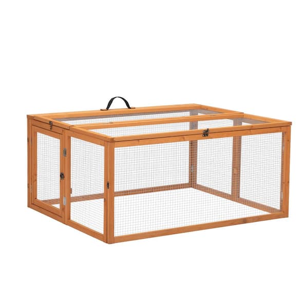 Runesay Folding Rabbit Hutch with Roosting Bar Wood Collapsible Guinea