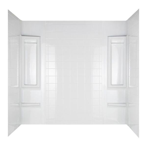 Unbranded Emphasis 32 in. x 60-1/2 in. x 58 in. Five Piece Easy Up Adhesive Tub Wall in White