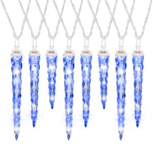 blue led icicle lights home depot