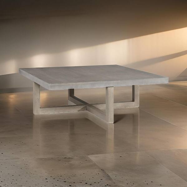 Benjara Lizi 52.25 in. Gray Square Wood Coffee Table