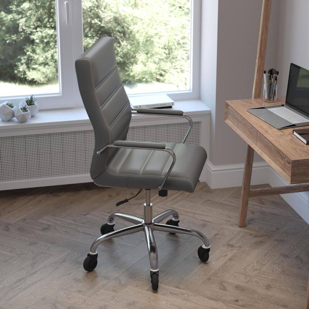 Gray LeatherSoft/Chrome Frame Leather/Faux Leather Office/Desk Chair Table Top Only