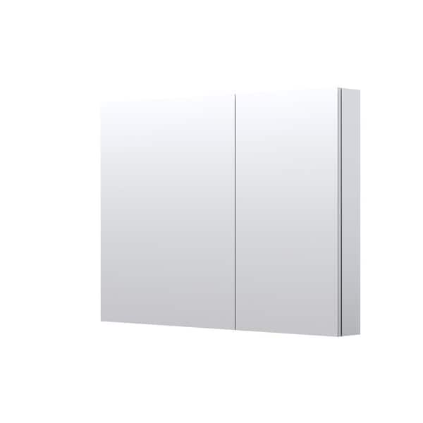 40 in. W x 30 in. H Rectangular Medicine Cabinet with Mirror in Silver with Adjustable Shelves, Soft-Close
