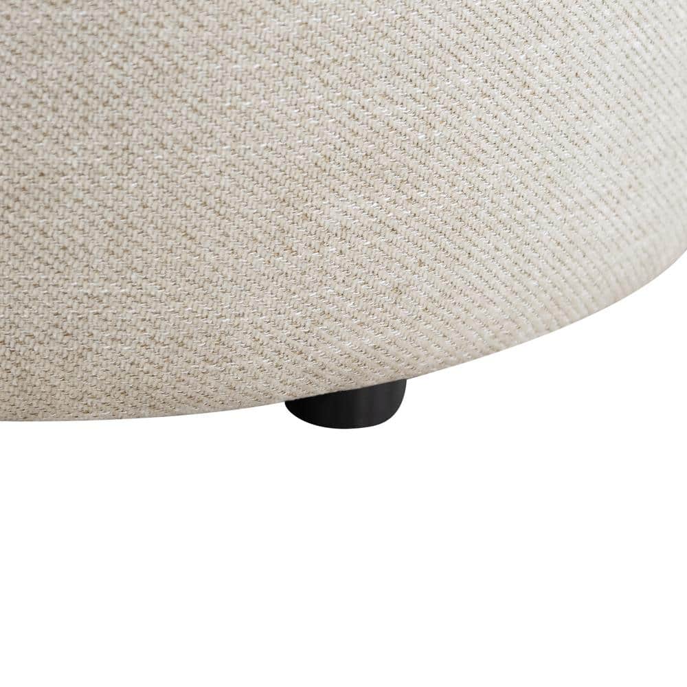 Auckland Round Linen Storage Ottoman Set with Wood Top