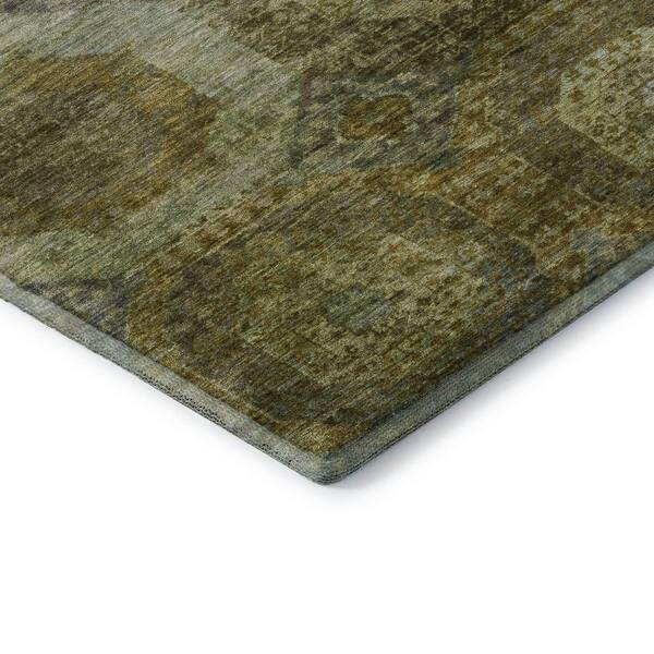 Mayfield Premium Machine Washable Abstract AMF1944 Gold 3 ft. x 4 ft. Area Rug