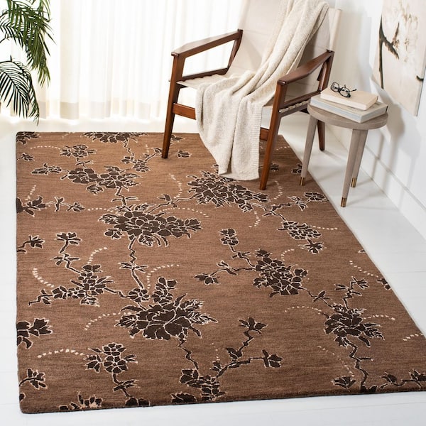 SAFAVIEH Soho 6 ft. x 6 ft. Square Brown Floral Area Rug SOH512A-6SQ ...