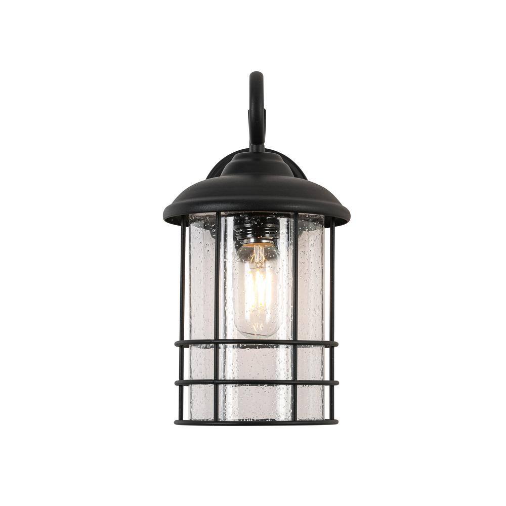 1-Light Textured Black not Motion Sensing Dusk to Dawn Outdoor Hardwired Wa