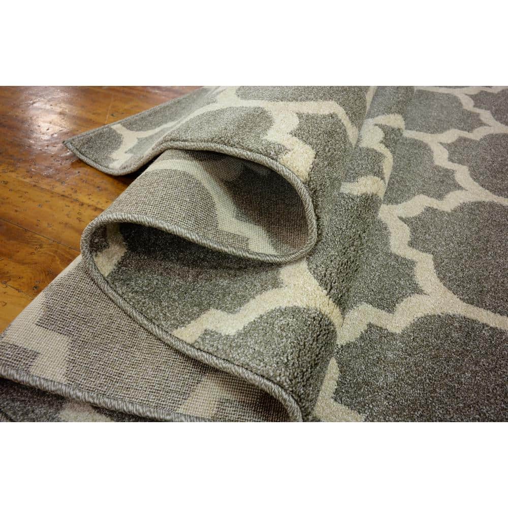 Elegant Dark Grey Synthetic Trellis 5' x 8' Indoor Rug