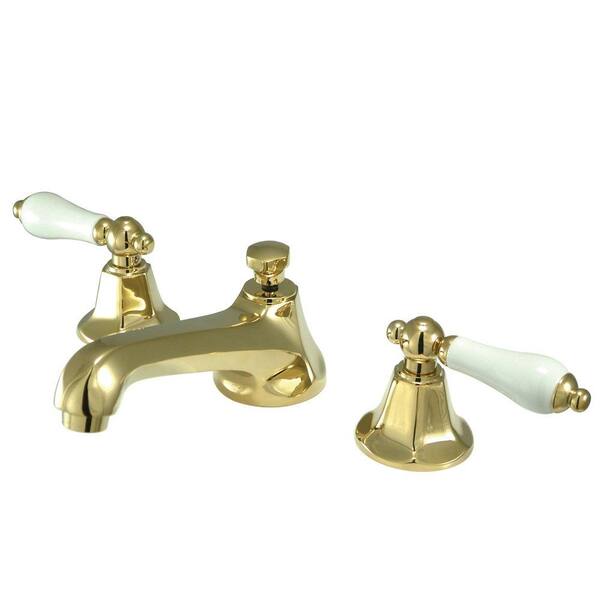 Kingston Brass 8 in. Widespread 2-Handle Mid-Arc Bathroom Faucet in Polished Brass