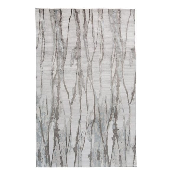 HomeRoots 2 ft. x 8 ft. Ivory, Gray Abstract Area Rug