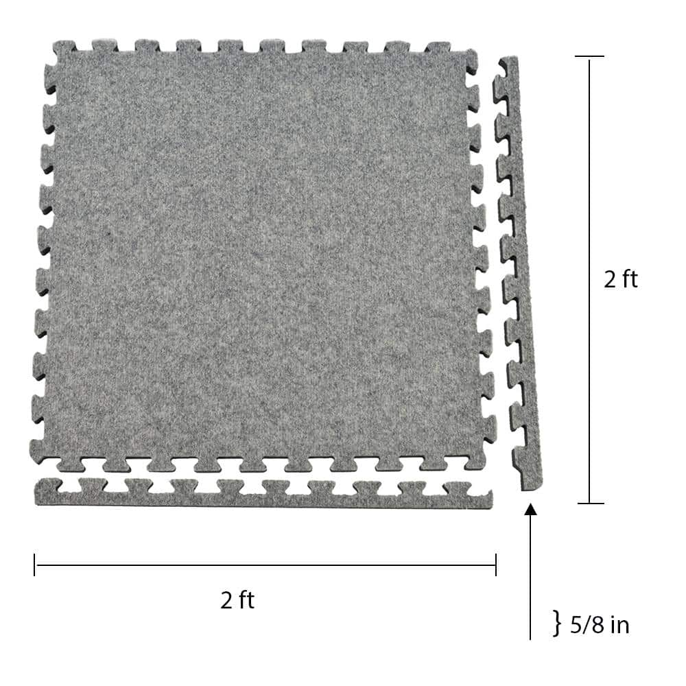 Royal Light Gray Polyester Interlocking Carpet Tiles 24x24