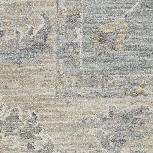 8' X 10' Teal and Ivory Floral Power Loom Area Rug