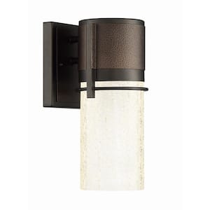 11.75 in. Brushed Bronze Outdoor Hardwired Smart Integrated LED Wall Lantern Sconce
