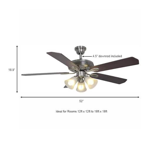 Glendale 52 in. LED Indoor Brushed Nickel Ceiling Fan with Light Kit Lighting