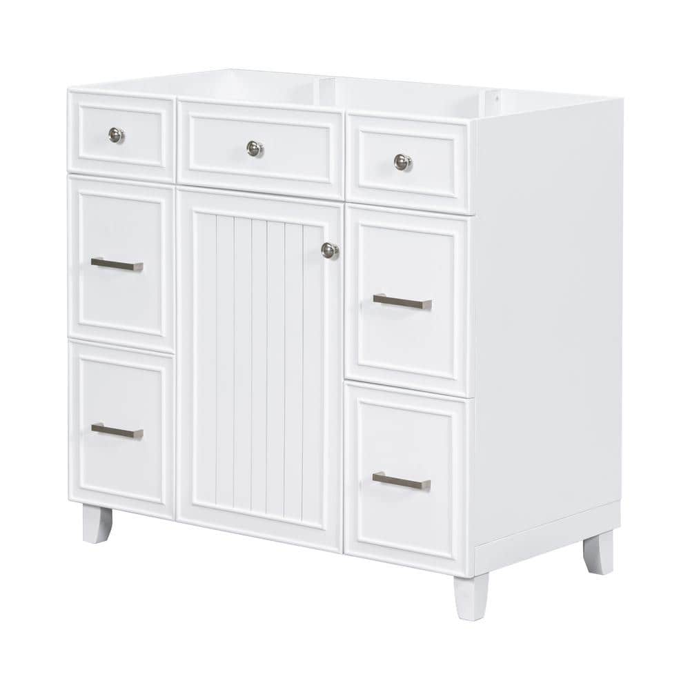35.4 in. W Bath Vanity Cabinet Without Top in White with 3-Drawers, Adjustable Shelf price history on PriceWatchPro