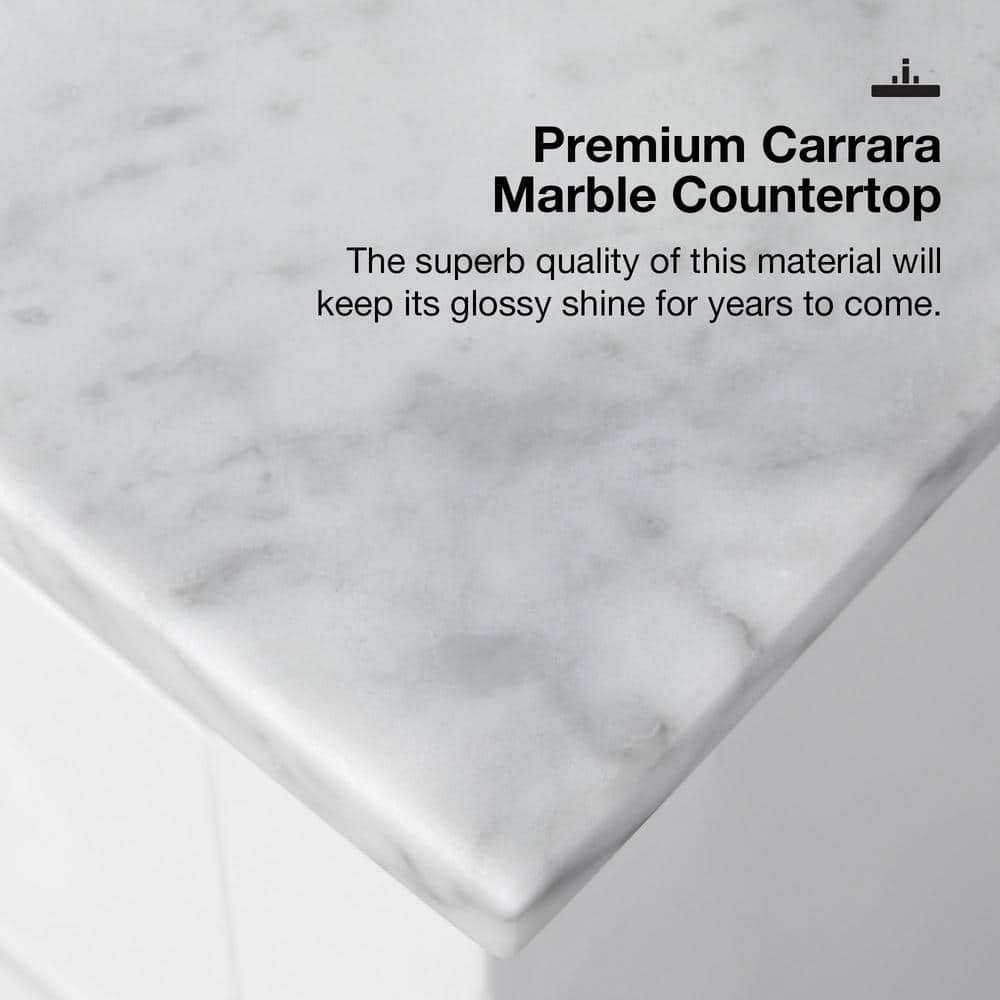 Tahoe 72" White Double Bathroom Vanity with Carrara Marble Top