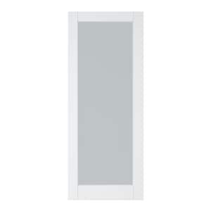 32 in. x 80 in. White Primed 1-Lite Tempered Frosted Glass and MDF Door Slab for Pocket Door without Pocket Door Frame