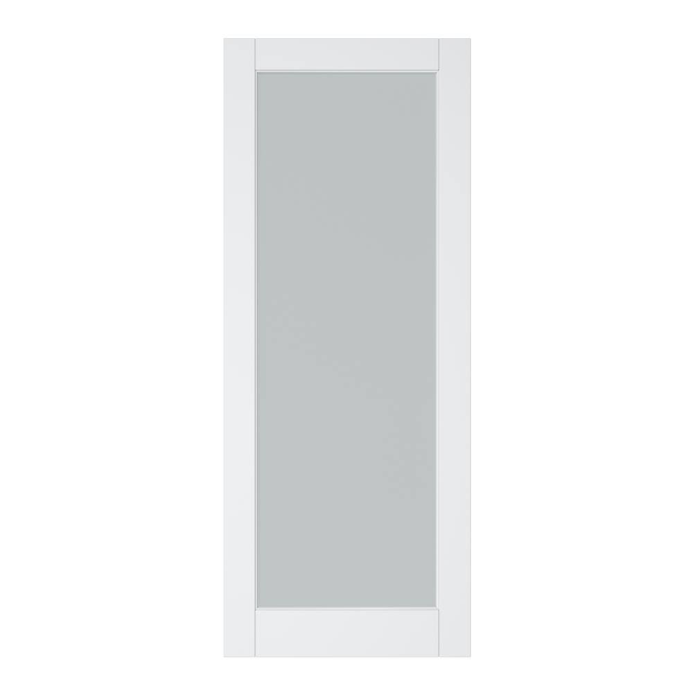 ARK DESIGN 36 in. x 80 in. White Primed 1-Lite Tempered Frosted Glass ...