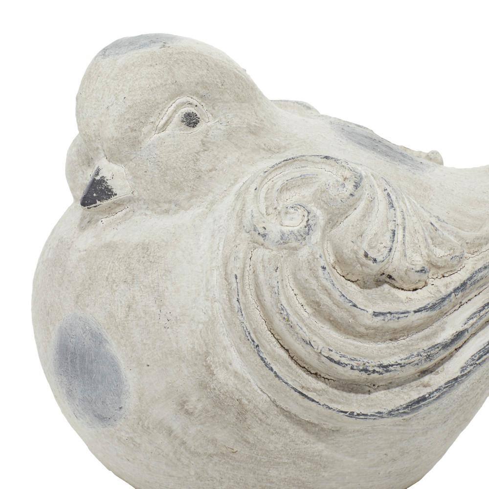 Gray Polystone Bird Garden Sculptures, Set of 2, 12" x 8"
