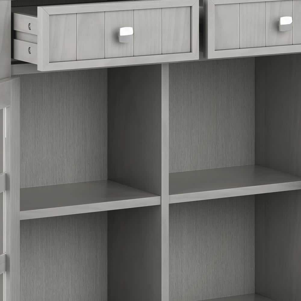 Fog Grey Solid Wood Transitional Storage Cabinet with Adjustable Shelving