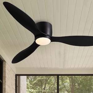 52 in. Indoor Black Low Profile 3-Blades Ceiling Fans with Light Reversible Rotation and Remote Control