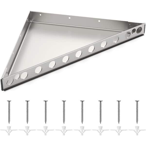 17 in. W Versatile Stainless Steel Floating Corner Shower Bench in Silver with Easy Installation