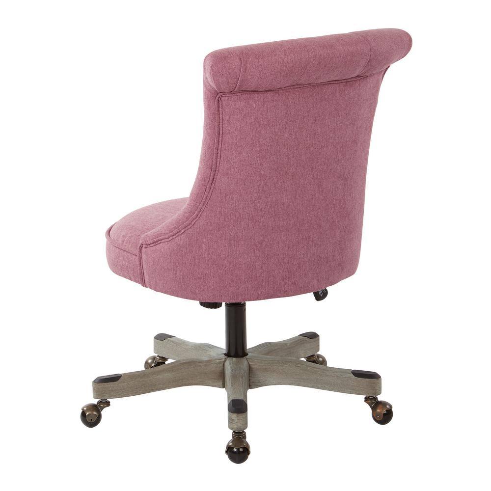 Orchid Fabric 32" Swivel Armless Office Chair with Gray Wood Base