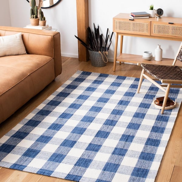 Marbella Navy/Ivory 8 ft. x 10 ft. Gingham Area Rug