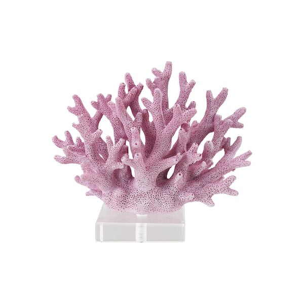Plum Color 3.5 in. x 14.8 in. Resin Coral with Acrylic Base