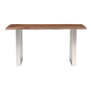 2 in. - 58.00 in. Brownstone Rectangle Wood and Metal Console Table