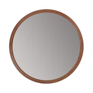30 in. H x 30 in. W Round Frameless Brown Decorative Carved Mirror