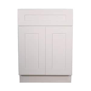 Brookings Plywood Assembled Shaker 34.5x24x24 in. 2-Door 1-Drawer Base Kitchen Cabinet in White