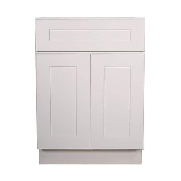Design House Brookings Plywood Ready to Assemble Shaker 34.5x24x24 in. 2-Door 1-Drawer Base Kitchen Cabinet in White