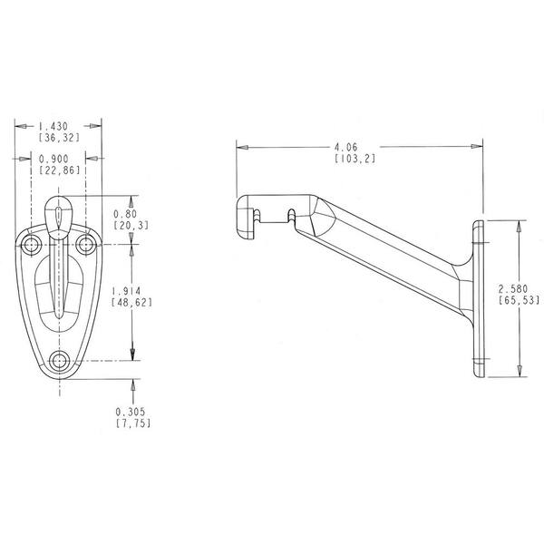 Onward 4-1/16 in. (103 mm) Brushed Chrome Heavy-Duty Aluminum Handrail Bracket for Flat Bottom Handrail with Adjustable Angle