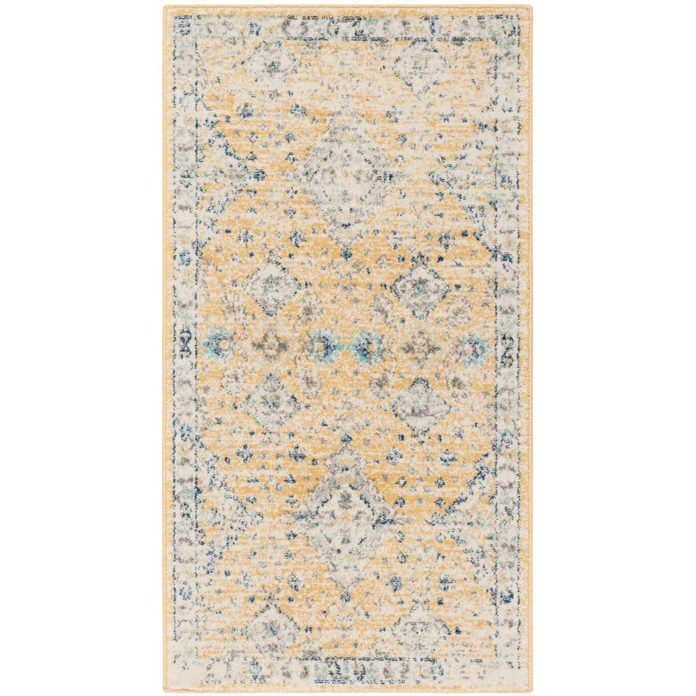 Gold and Ivory High Pile Rectangular Rug