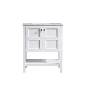 Florence 30 in. W x 22 in. D x 35 in. H Vanity in White with Marble Vanity Top in White with Basin