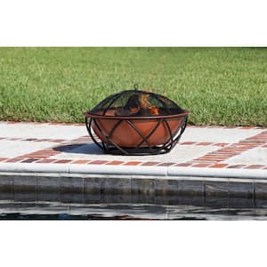 Barzelonia 26 in. Round Steel Fire Pit in Copper