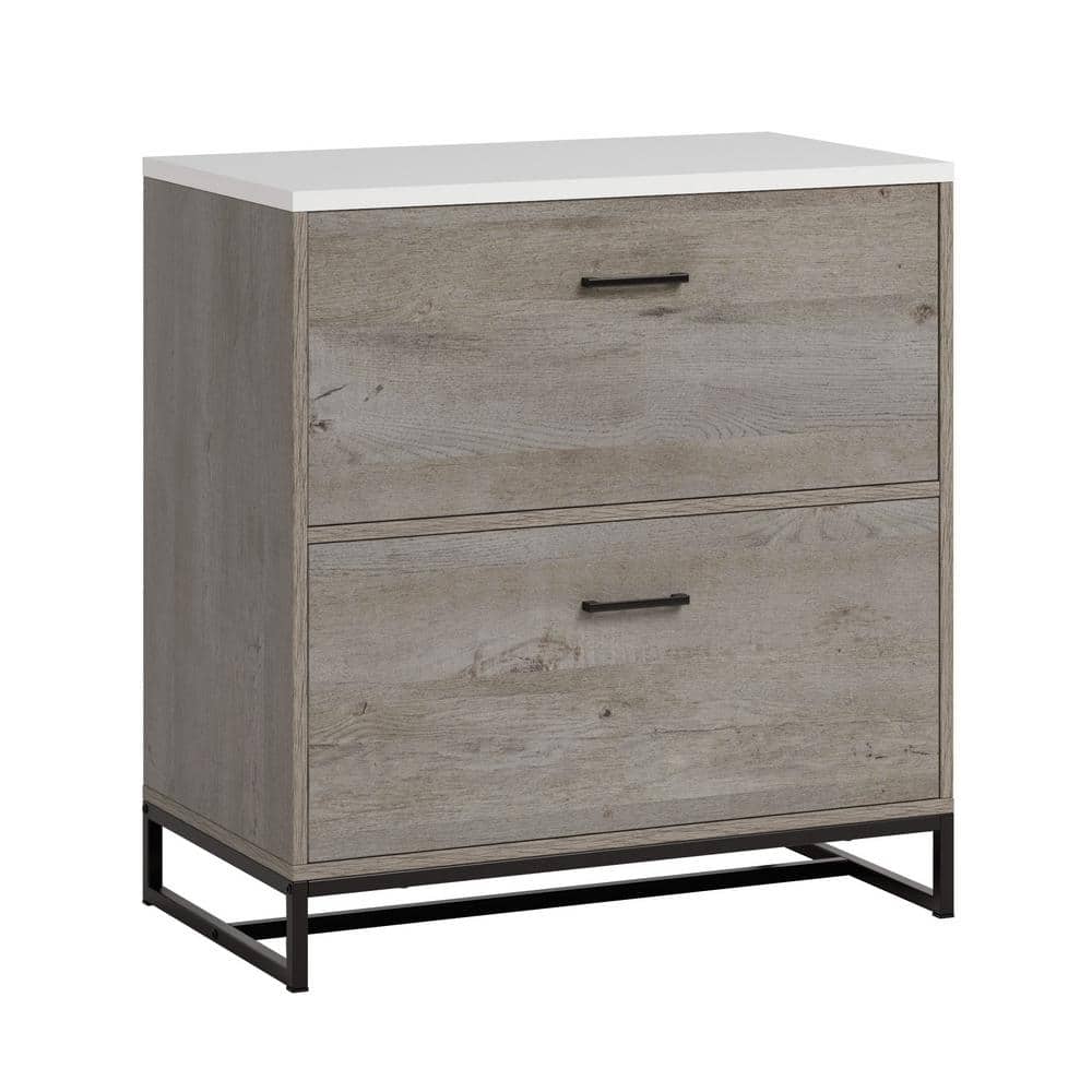 Mystic Oak 2-Drawer Lateral File Cabinet with Metal Base