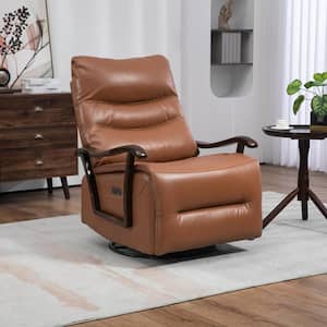 Coffee Fashionable Big and Tall Breathable Leather Swivel Rocker Zero Gravity Recliner