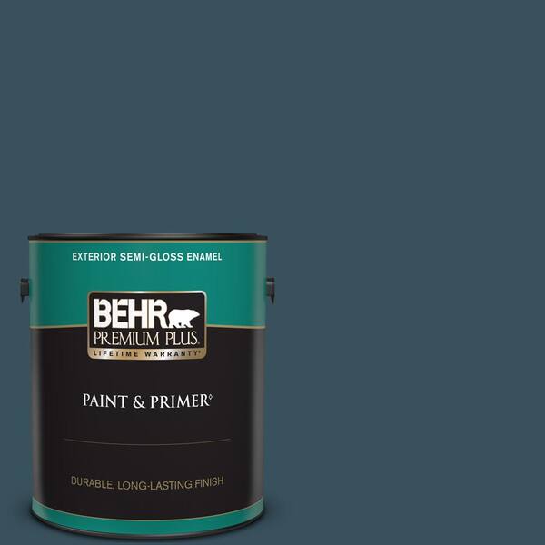 BEHR PREMIUM PLUS 1 gal. #PPU13-20 Restless Sea Semi-Gloss Enamel Exterior Paint & Primer