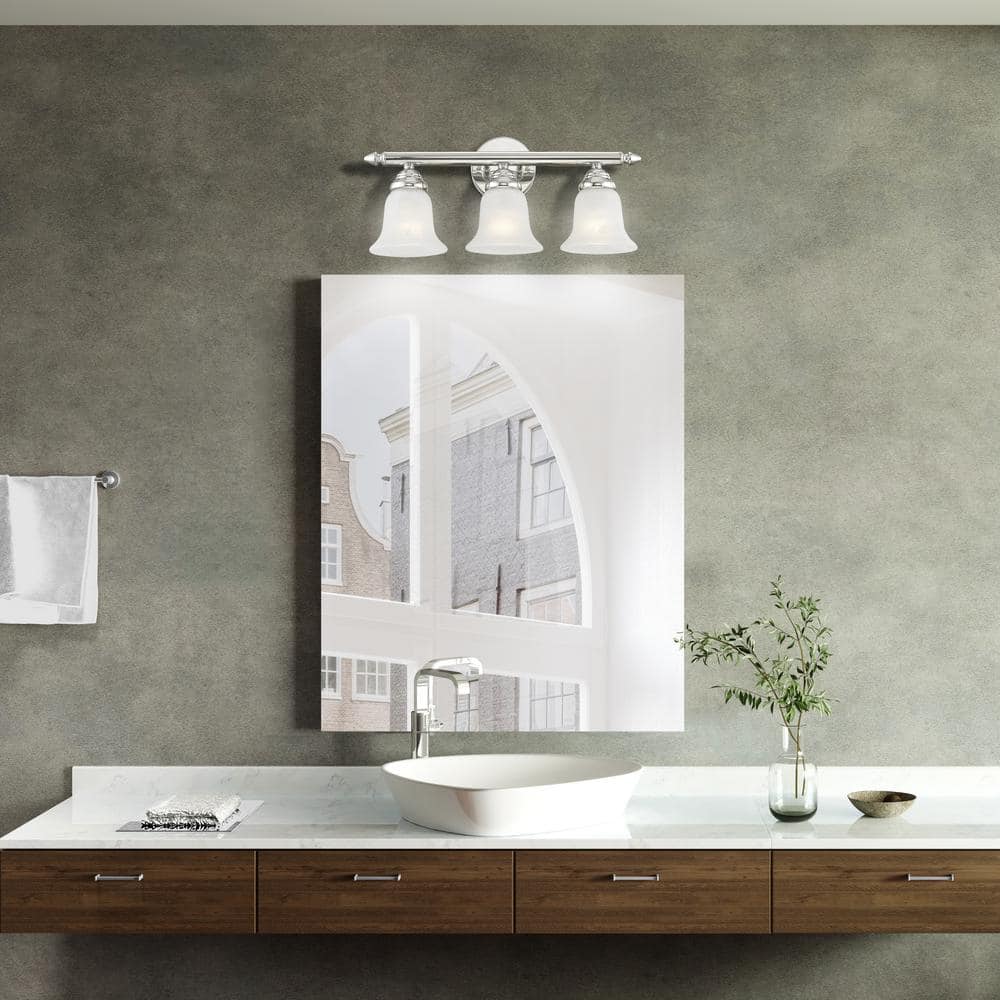 Polished Chrome 19" Vanity Light with White Alabaster Glass