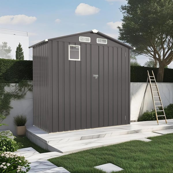 6X3.5 FT (21 sq ft) Outdoor Gray Metal Storage Shed for Garden, Backyard, Patio, Sundries and Bike Storage
