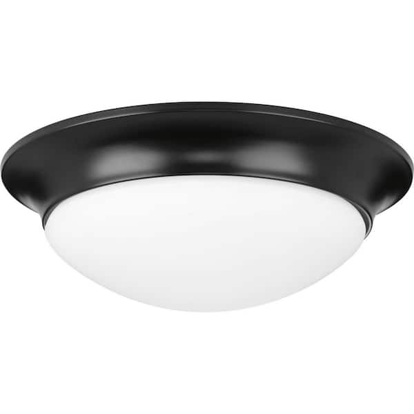 Progress Lighting 14 in. 2-Light Black Etched Glass Flush Mount