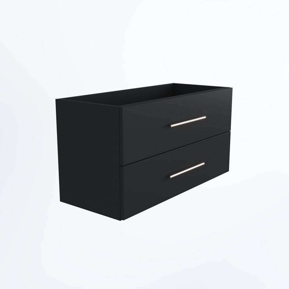 Napa 36" Black Wall-Mounted Floating Bathroom Vanity with Round Handles