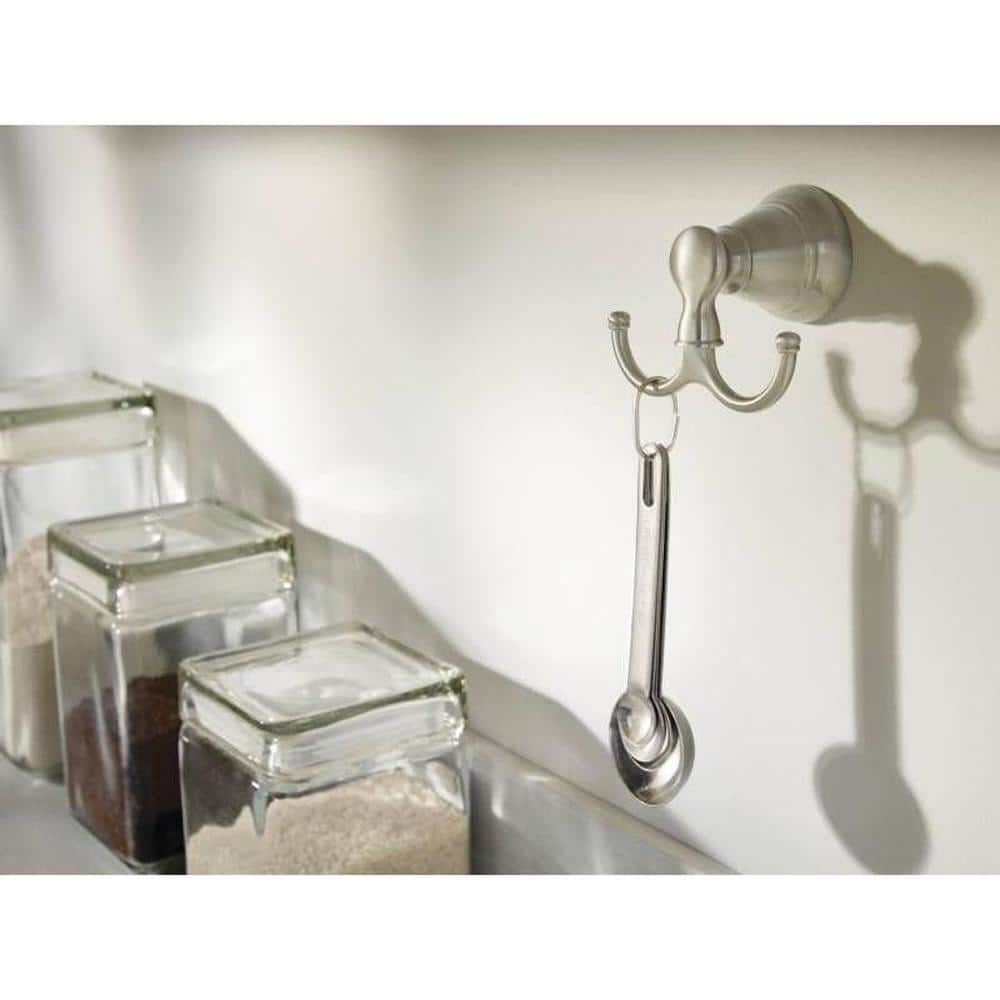 Moen Brushed Nickel Double Robe Hook with 30 lb Capacity