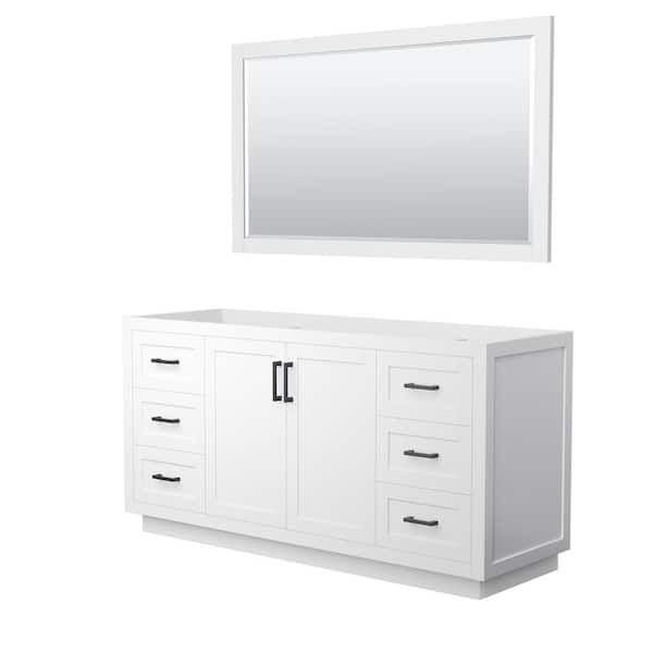 Wyndham Collection Miranda 65.25 in. W x 21.75 in. D x 33 in. H Single Sink Bath Vanity Cabinet without Top in White with 58 in. Mirror