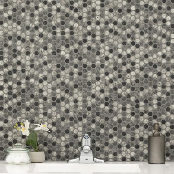 Urban Tapestry Penny Round 12 in. x 12 in. x 0.24 in. Recycled Glass Mesh-Mounted Mosaic Wall Tile (15 sq. ft./Case)